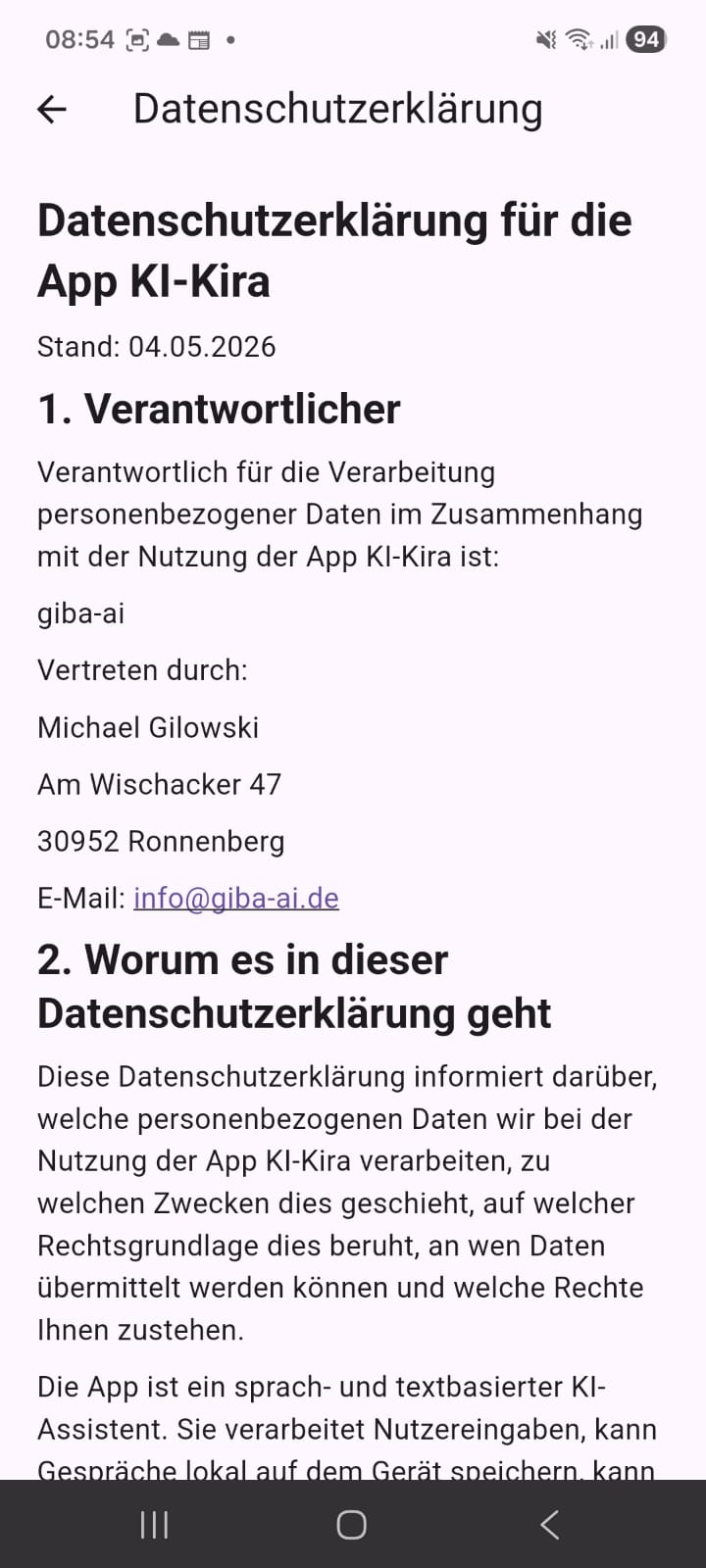 Datenschutzerklärung vollständig