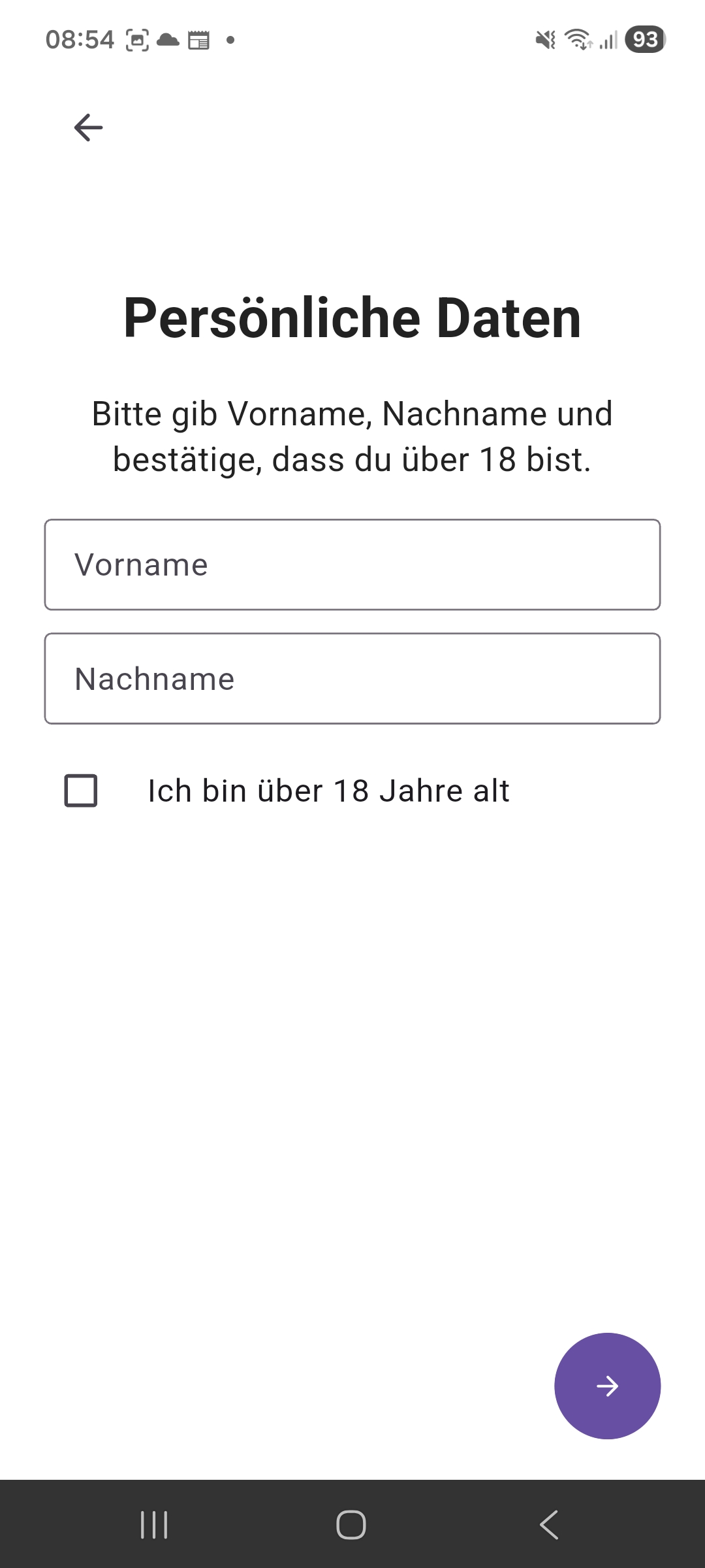 Persönliche Daten eingeben