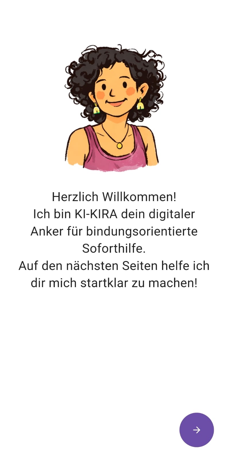 KI-Kira Willkommensscreen